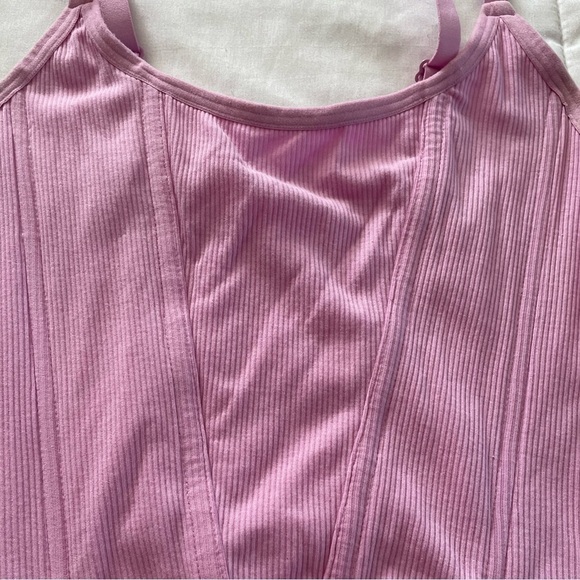 Colsie Pink Corset Ribbed Mesh Top - Picture 8 of 10